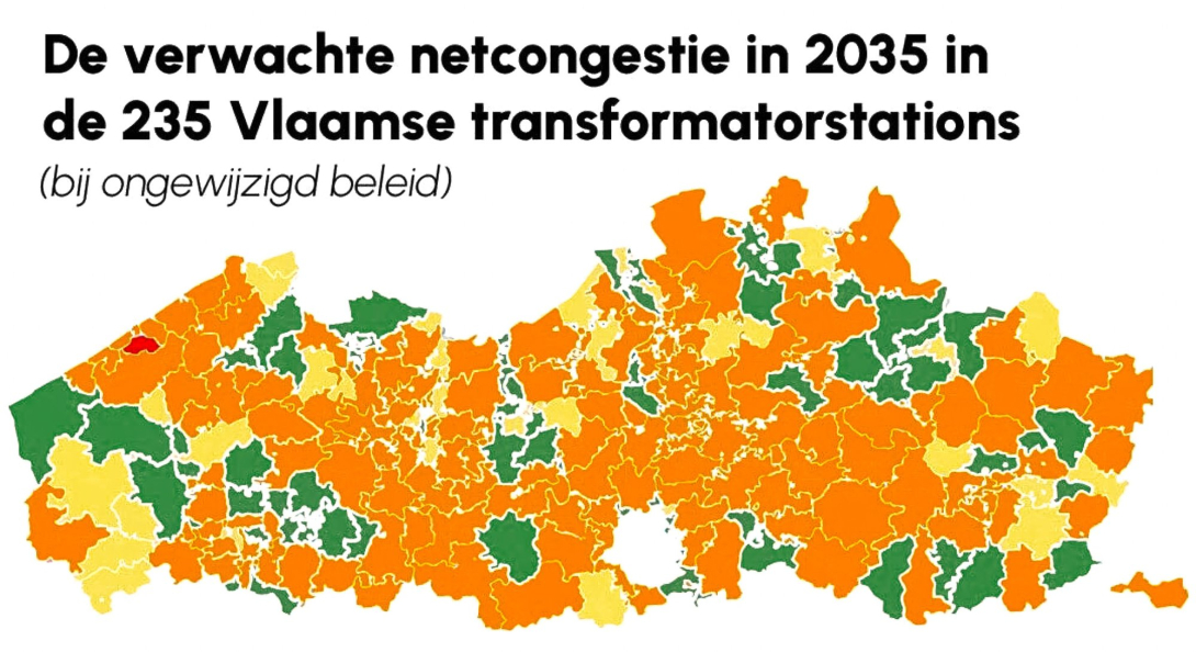 Kaart Fluvius netcongestie